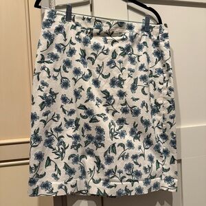J. Crew A-Line Skirt with Blue Floral Pattern Size 12